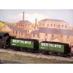 HORNBY Rake of TWO  7 Plank Long Base Open  BERTHLWYD Wagons with Real Coal Load Added